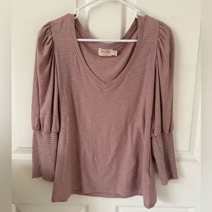 Nation LTD Mauve Smoked Sleeve Top